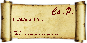 Csákány Péter névjegykártya